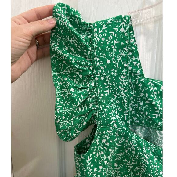 NWT Mackenzie & James Green White Floral Ruffle Blouse M Cottagecore Top - Picture 5 of 6